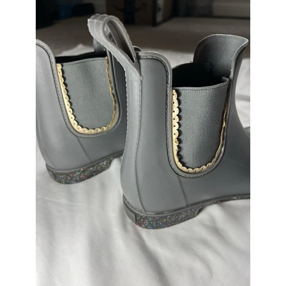 Jack Rogers Women's Gray Glitter‎ Some Sallie Rain Boots Waterproof Size 9